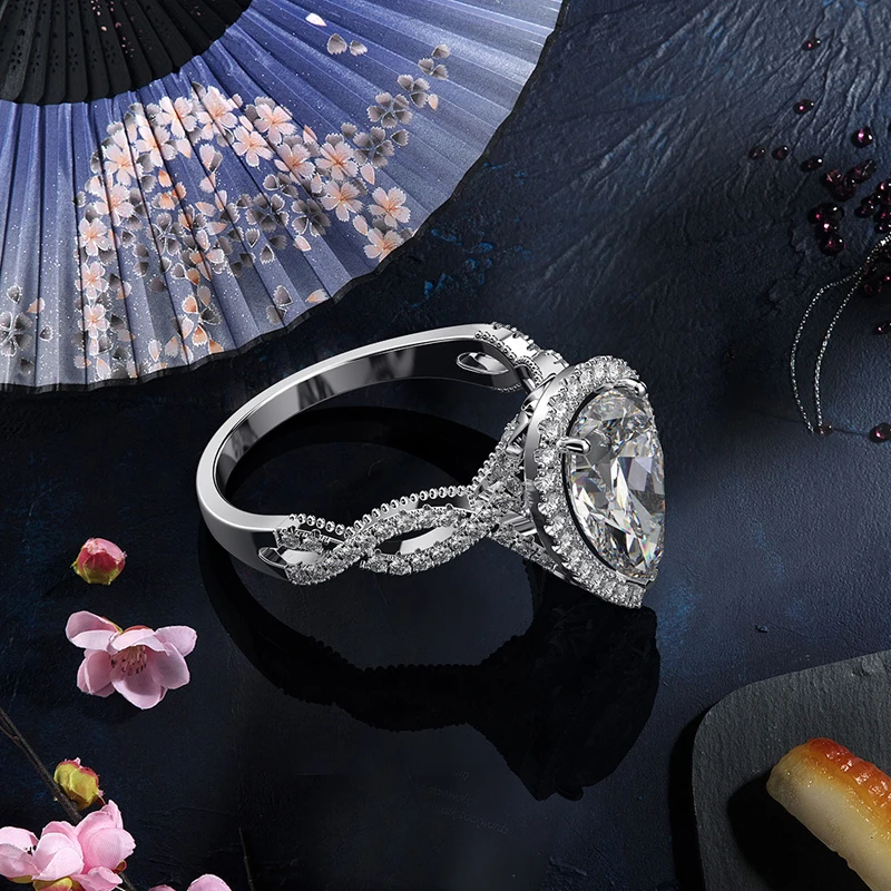 OEVAS роскошное 100% 925 пробы Серебряное 6 карат груша созданное Moissanite драгоценный