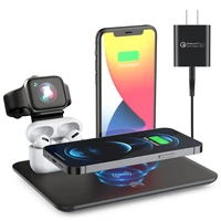 15w fast wireless charger stand for iphone 11 12 xr x 8 apple watch 4 in 1 foldable charging dock station for airpods pro iwatch