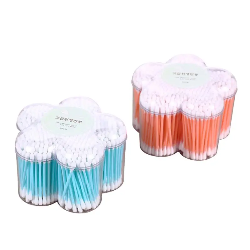 

Flower-shaped 500pcs Boxed Colorful Plastic Rod Double-head Plastic Stick Cotton Swab (random Color)