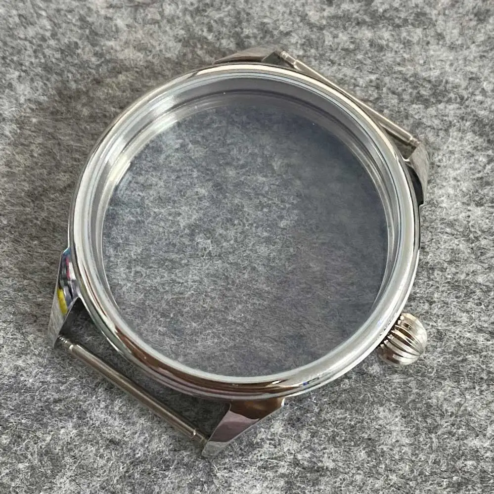 

Polished 42mm Watch Case Frog Leg Type Transparent Bottom Case Suitable for ETA 6497/6498 Seagull ST3600/ST3620 Movement