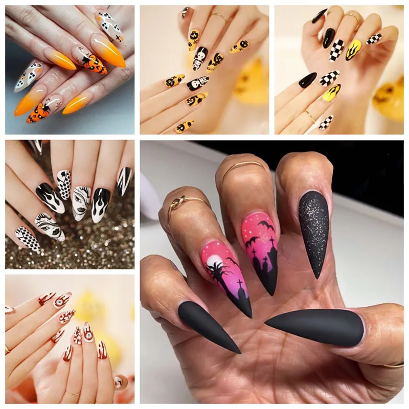 

Halloween Fake Nails Full Cover Fake Nails DIY Glue Press On Nails Nail Supplies For Professionals