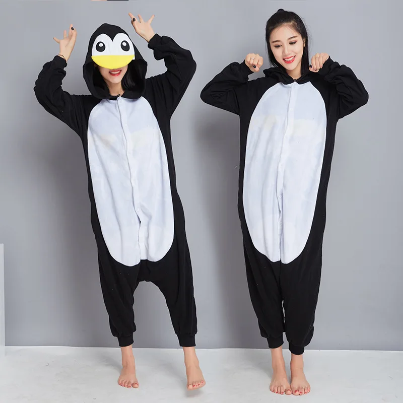 

Halloween cartoon penguin adult animals polar fleece cosplay couples leisure wear pajamas