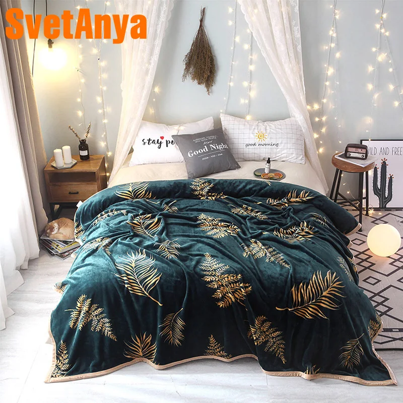 Теплое зимнее одеяло Svetanya с принтом листьев в клетку (толщина ПЛОСКОЙ МОНЕТЫ)