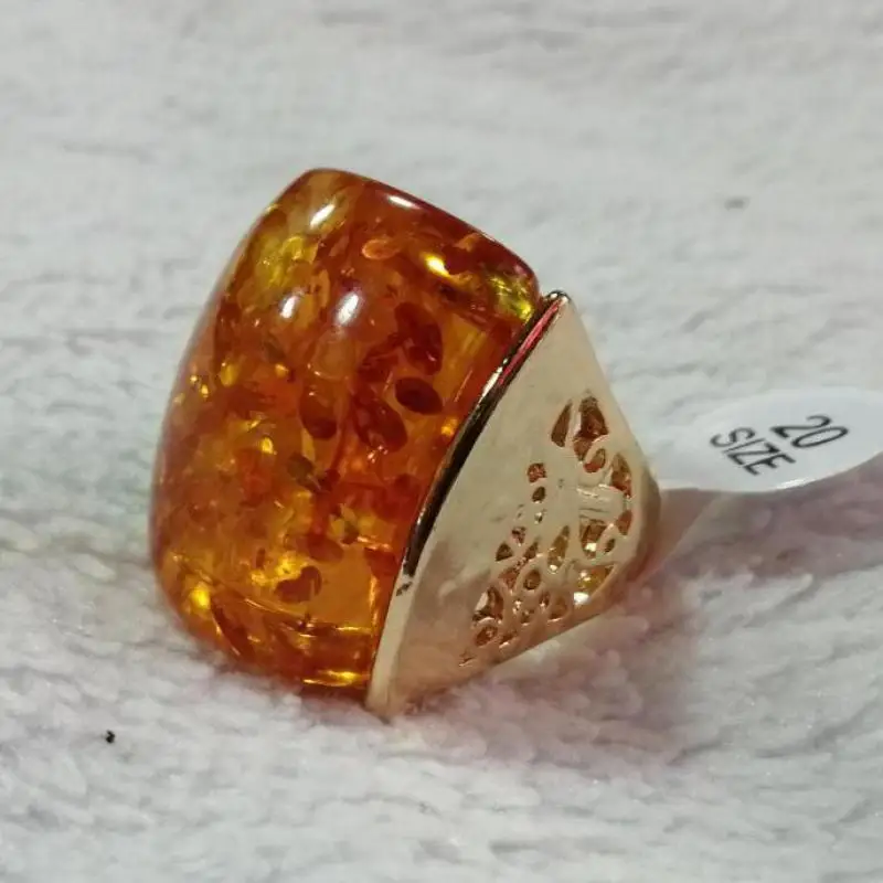 Natural Baltic Amber Flower Ring Women Genuine Honey Wax Ambers Floral Rings Fine Jewelry Accessories For Girlfriend Mom Gifts