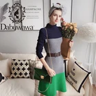 Dabuwawa женское трикотажное платье миди с высоким воротником, модное элегантное лоскутное облегающее длинное трикотажное платье для девушек с длинным рукавом DN1DDR047