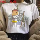 Женская футболка в стиле Харадзюку, белая футболка с изображением хомяка