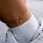 Браслеты на ногу для женщин, ювелирные украшения в стиле бохо, Маленькие искусственные подвески, буквы инициала, нержавеющая сталь, золото, алфавит, кубинский браслет на щиколотку