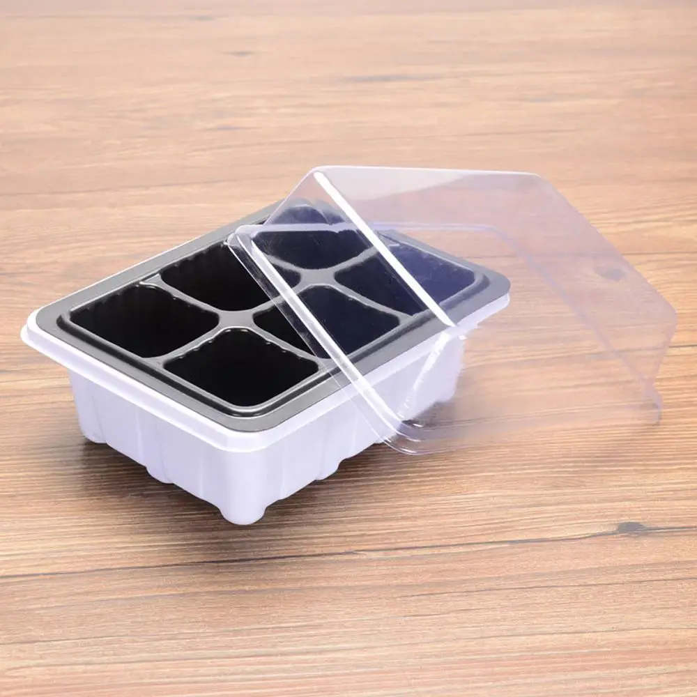 6/12 Cells Plastic Nursery Pots cultivation Garden Plant Seedling Tray Germination Box with Cover Gardening Supplie | Дом и сад