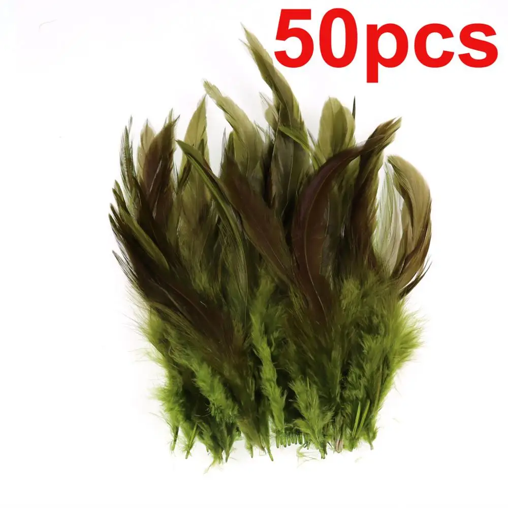 Olive 50PCS Wifreo 50 шт. длинные перья украшение на седло перья, привязываемые к приманке петух шлаппен для форели лосось Steelhead бас соленой воды стример завязывания - Цвет: Olive 50PCS