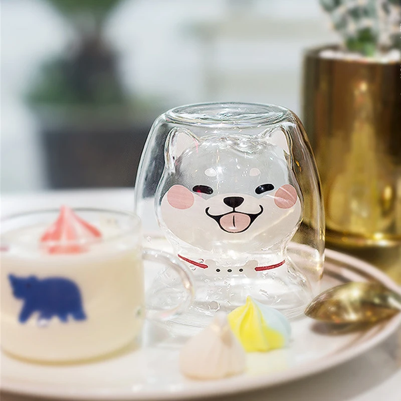 Кружка с двойными стенками Шиба теплоизоляционные кружки для очков милая чашка