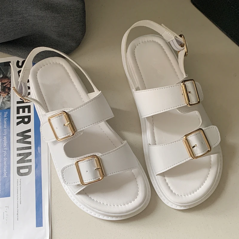 Новый Женские Босоножки Летние 2021 обувь белого цвета на плоской подошве сандалии