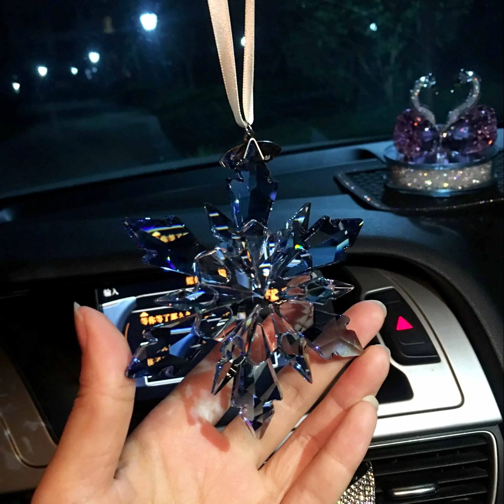 Автомобильное подвесное зеркало автомобильное снежный край синяя Снежинка