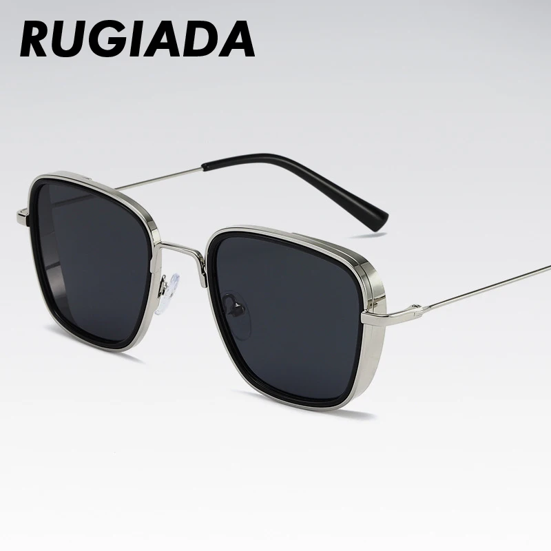 RUGIADA бренд Дервин черные солнцезащитные очки Мужские квадратные металлические