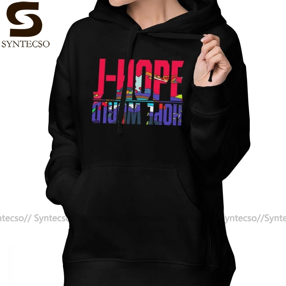 Толстовка Hope World с капюшоном J hope черные толстовки длинным рукавом Женская