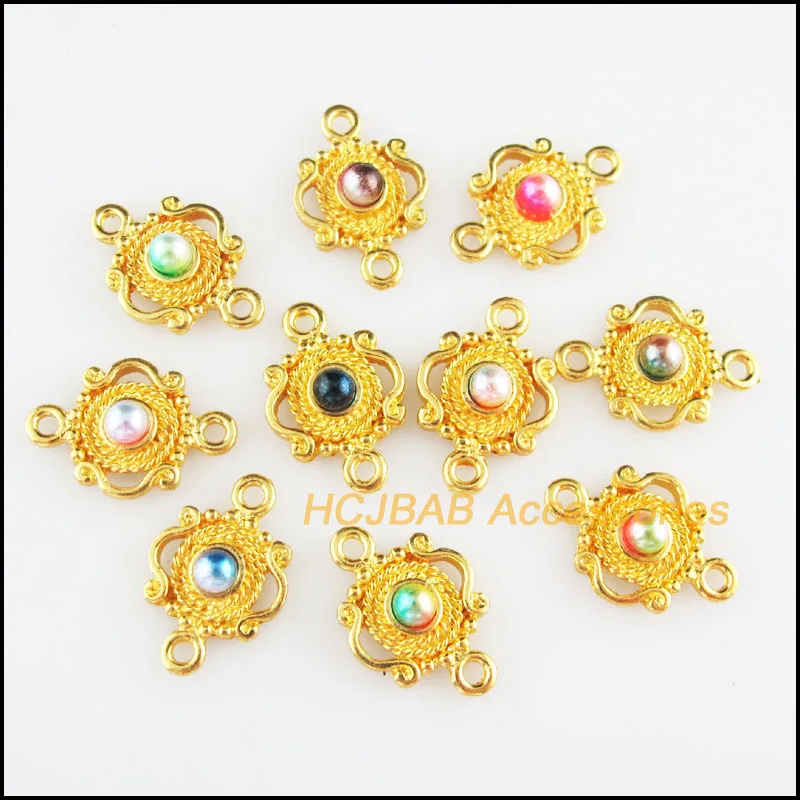 

20Pcs Gold Color Flower Mixed Acrylic Crown Charms Connectors 13x19mm