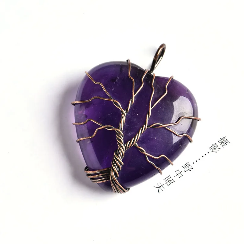 Подвески из натурального кристалла в форме сердца подвески дерева жизни с