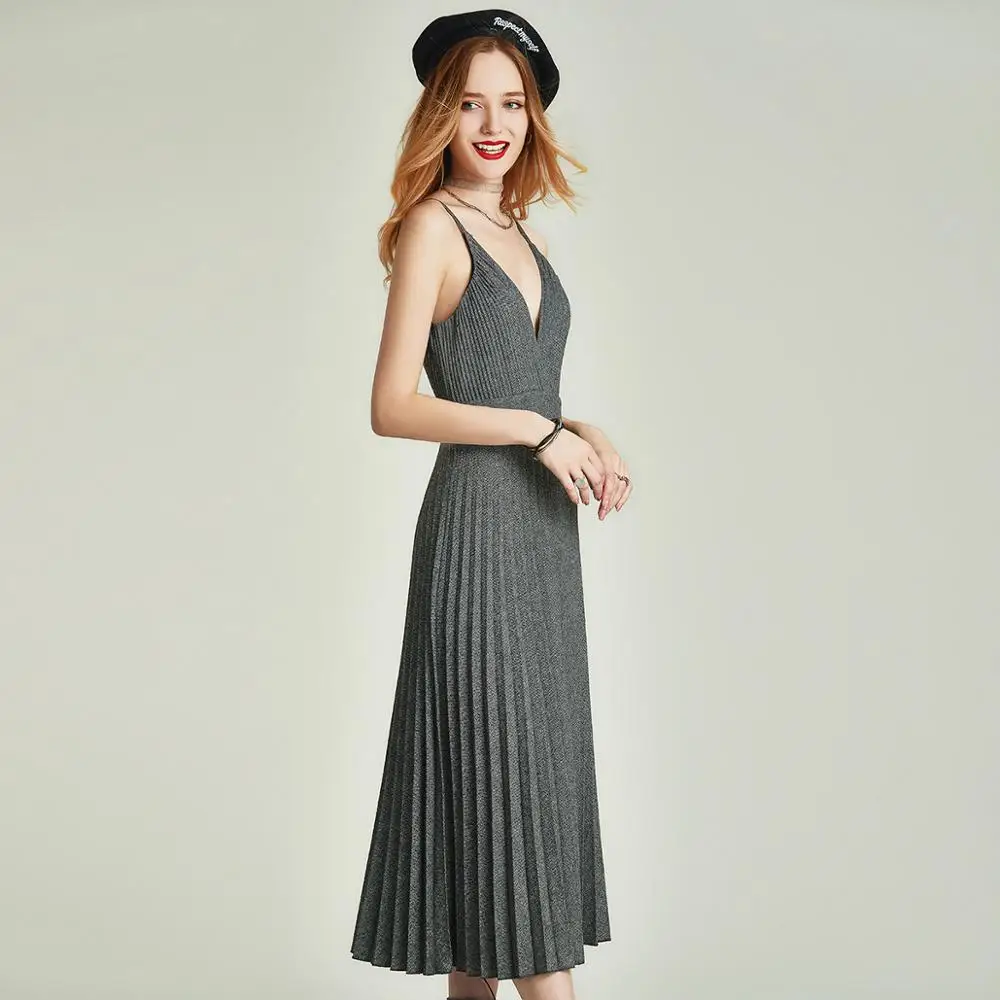 Хавва осень и зима Новая мода женщин v образным вырезом Спагетти ремень спинки