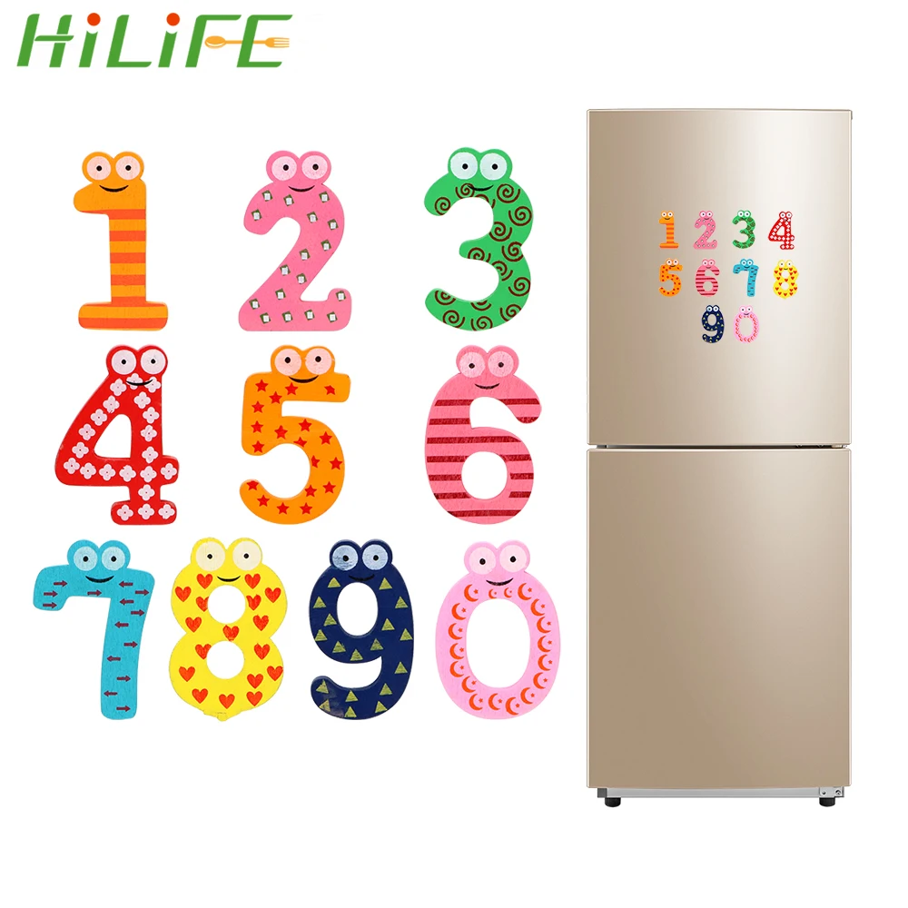 HILIFE 10 шт./лот цифры магнит на холодильник деревянная доска для сообщений наклейка