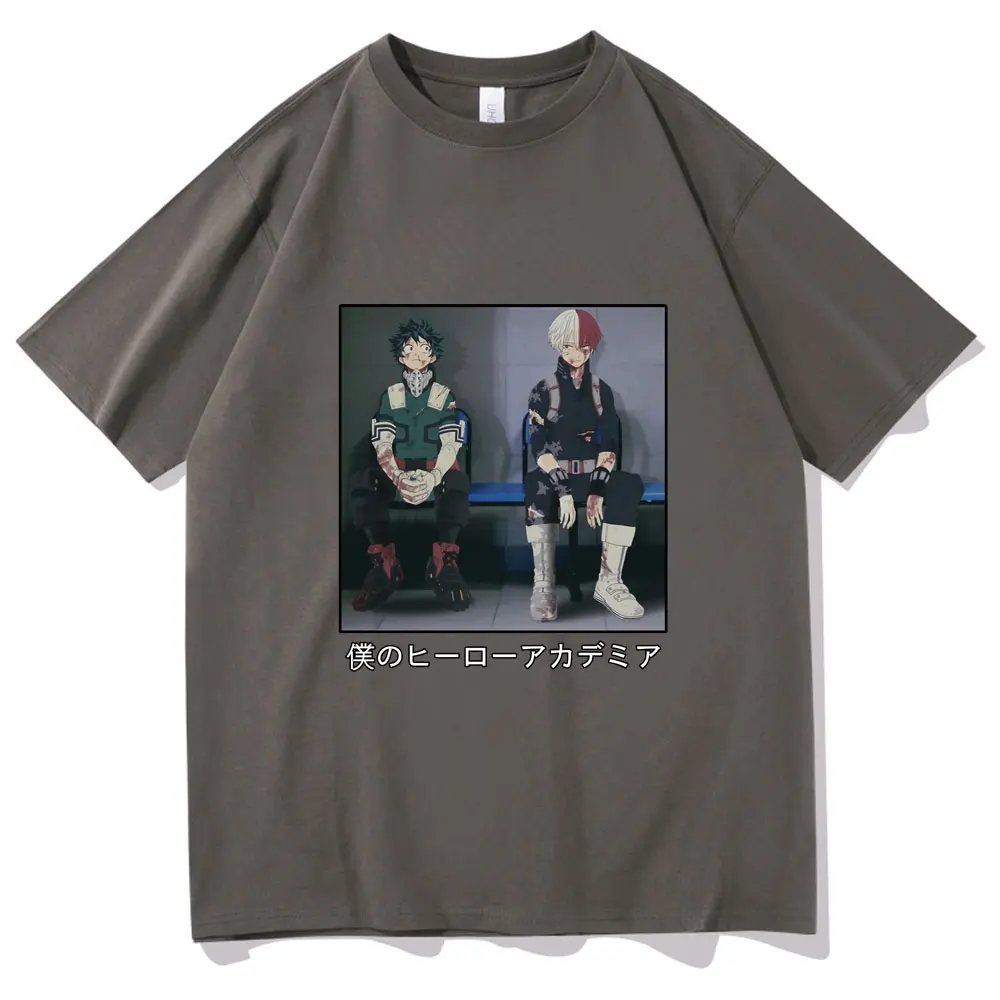 

My Hero Academia Anime Men Round Neck Short Sleeve Tees Midoriya Izuku and Todoroki Shoto New Printing T-shirt Unisex T Shirts