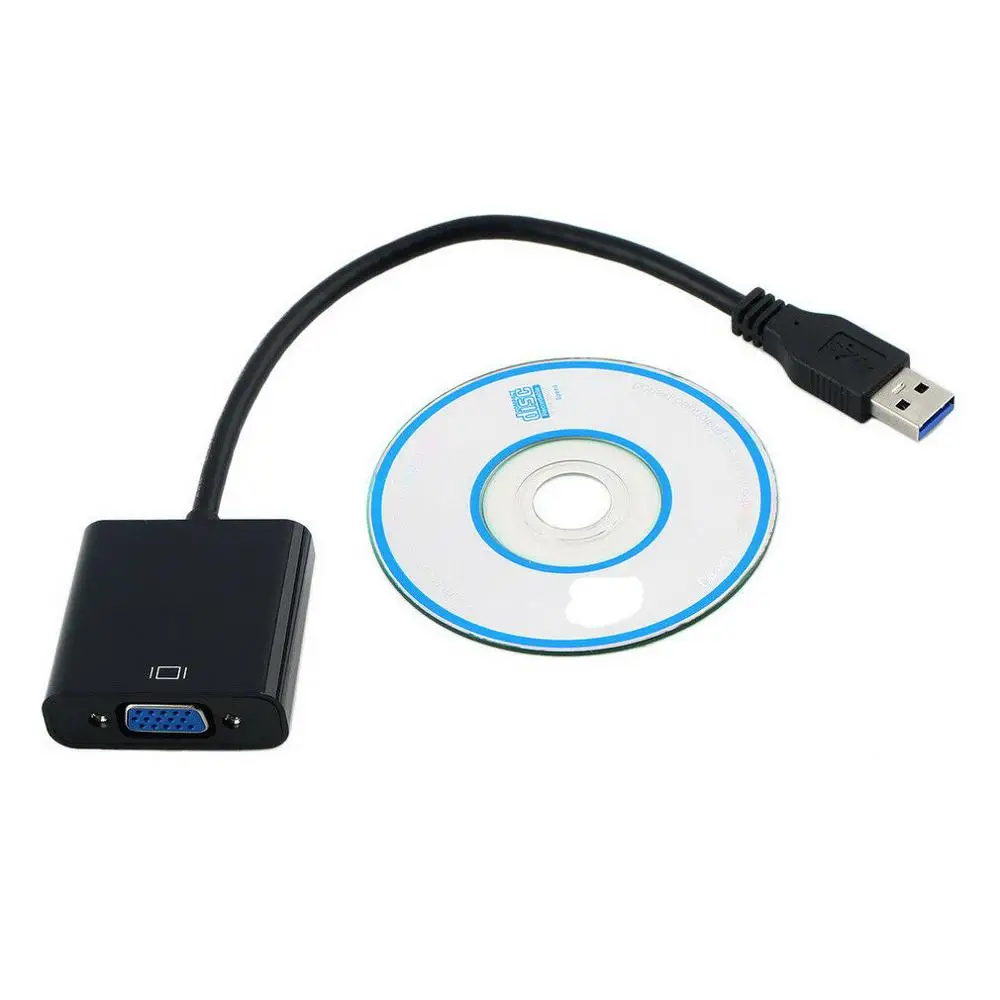 Переходник для внешней видеокарты с USB 3 0 на VGA Win7/8/10 1080P| |