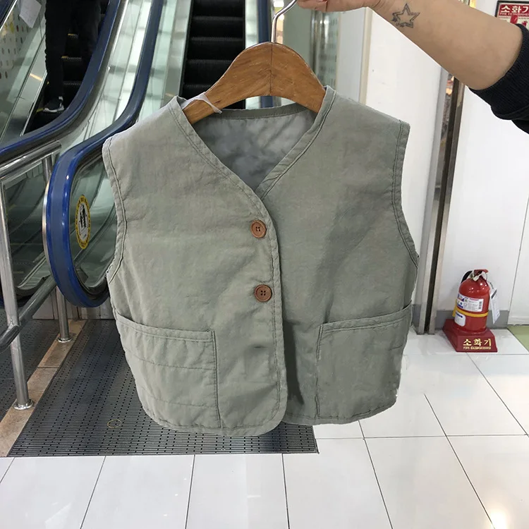Корейская жилетка куртка для мальчиков и девочек тонкая хлопковая малышей