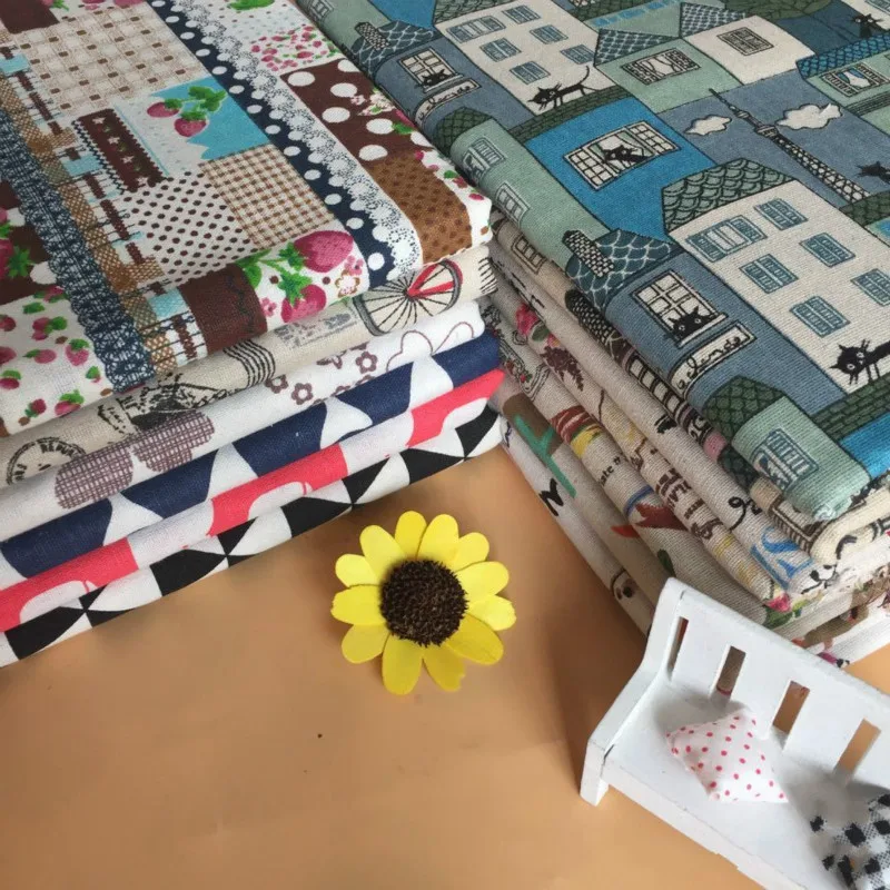Печатная льняная хлопчатобумажная ткань DIY шитье холщовая ткань хлопок льняная ткань стеганые ремесла Материал текстиль скатерть пружинный чехол