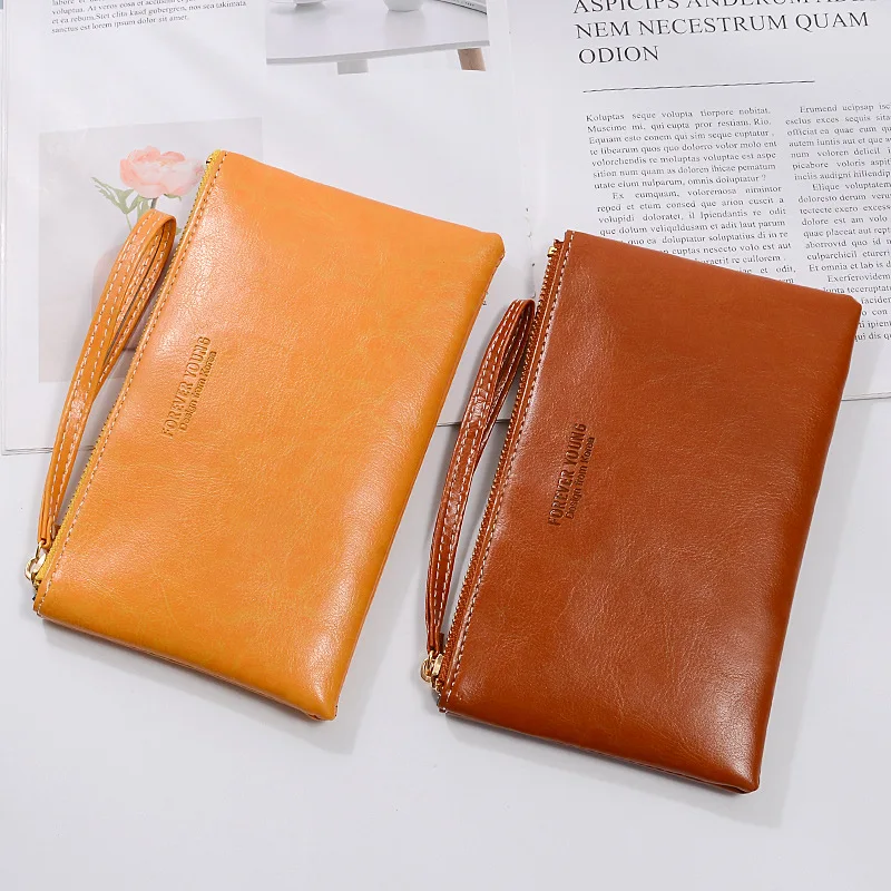 Однотонные кошельки для мужчин и женщин сумка из искусственной кожи на молнии