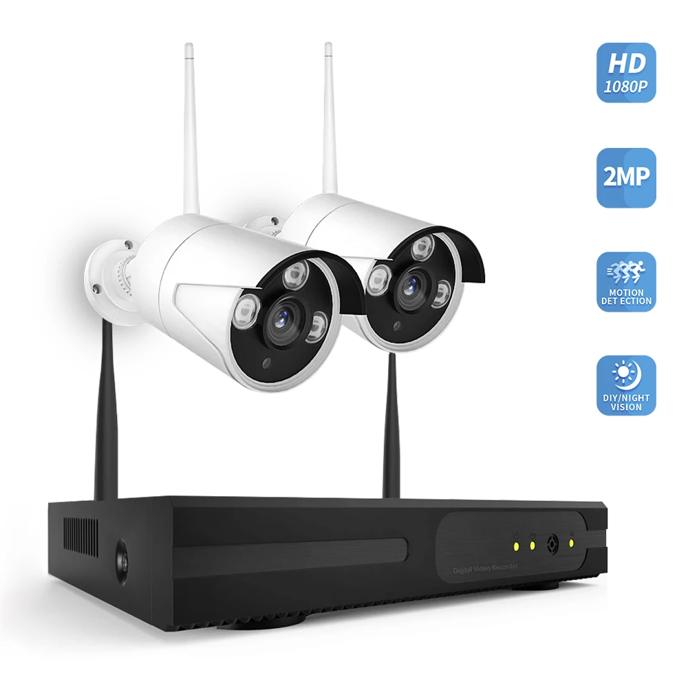 K9604 4-канальный сетевой видеорегистратор с 2 камерами беспроводной 1080P Wi-Fi