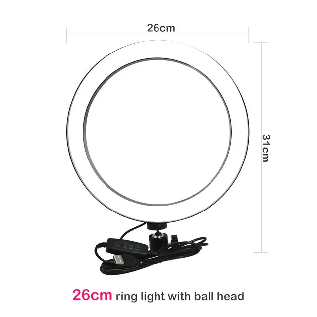 option 1 Mount tdog 10 дюймов 26 см Диммируемый светодиодный кольцевой светильник для селфи камера телефон фотография видео макияж лампа с штативом Зажим для телефона - Color: option 1