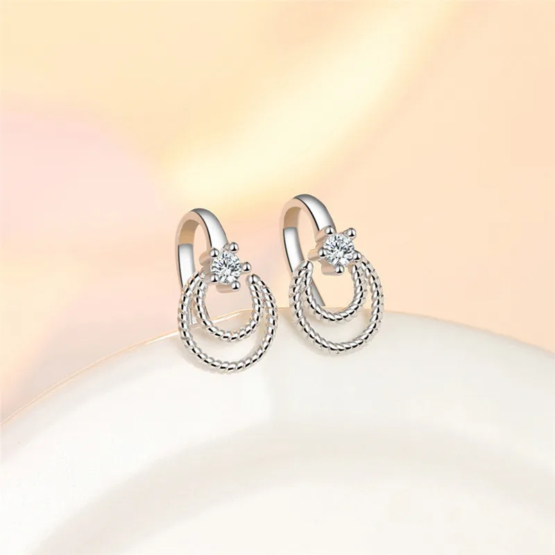 Женские серьги-клипсы с цирконием модные серебряные серьги 925 пробы подарок на