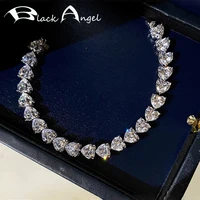 black angel 925 sterling silver created moissanit white crystal cz gemstone love heart bracelets for female jewelry wedding gift