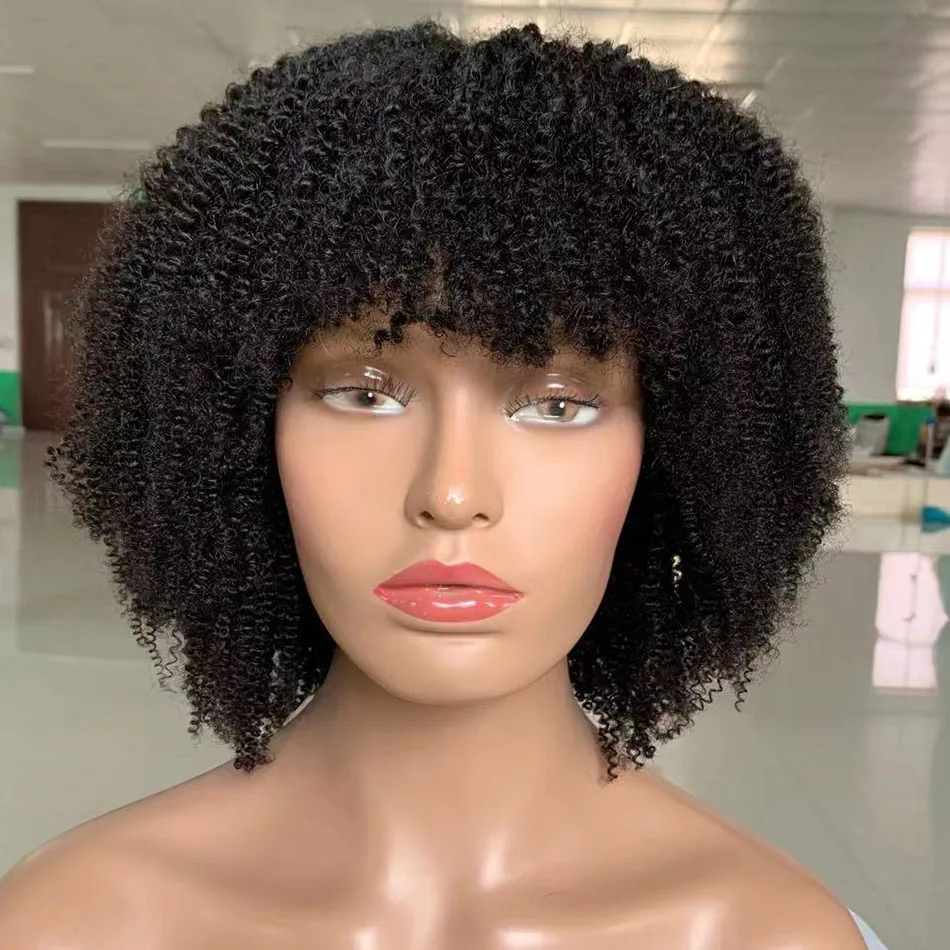 安い ブラジルのかつら,短い巻き毛,自然な巻き毛,密度180,頭皮のトップ,花のパターン