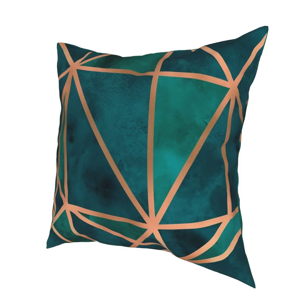Медный геоизумрудный квадратный чехол для подушки из полиэстера креативный