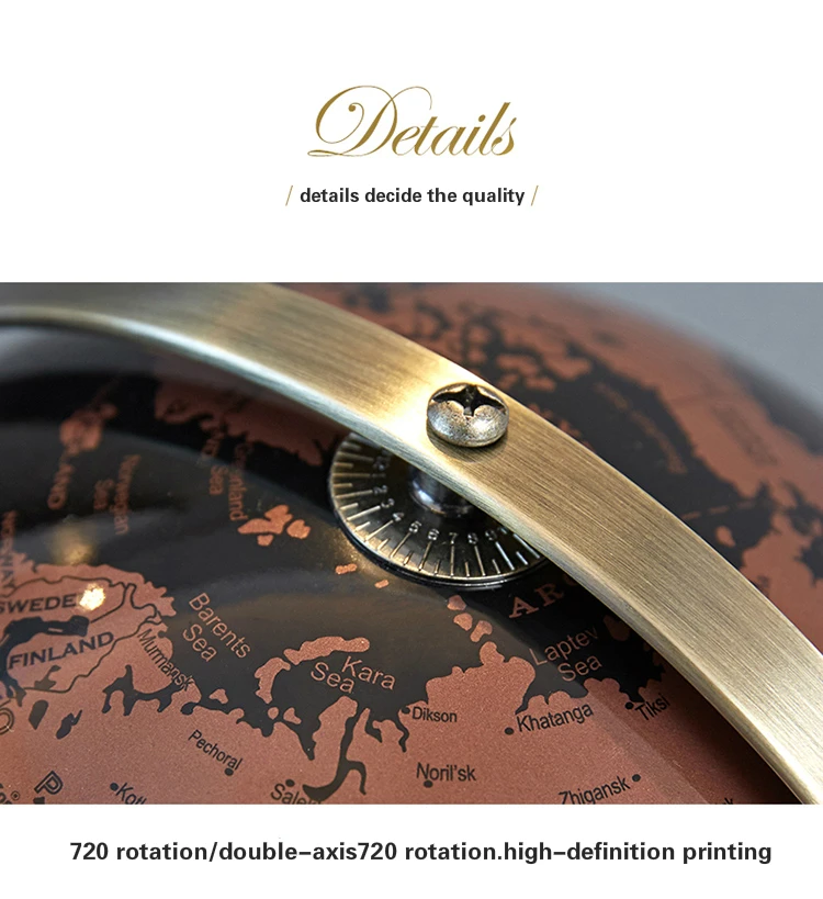 

VISIJIMI European style Luxury Vintage Globe metal ornaments for home decoration and creative gift 3D globe ornaments