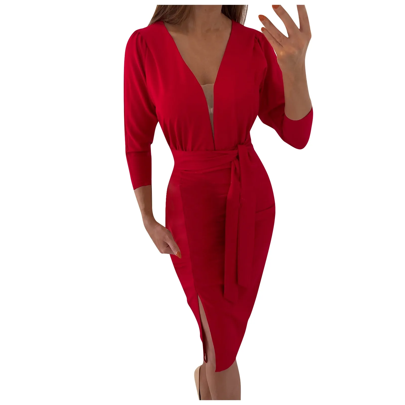 Женское элегантное сексуальное однотонное платье средней вечерние Ны с