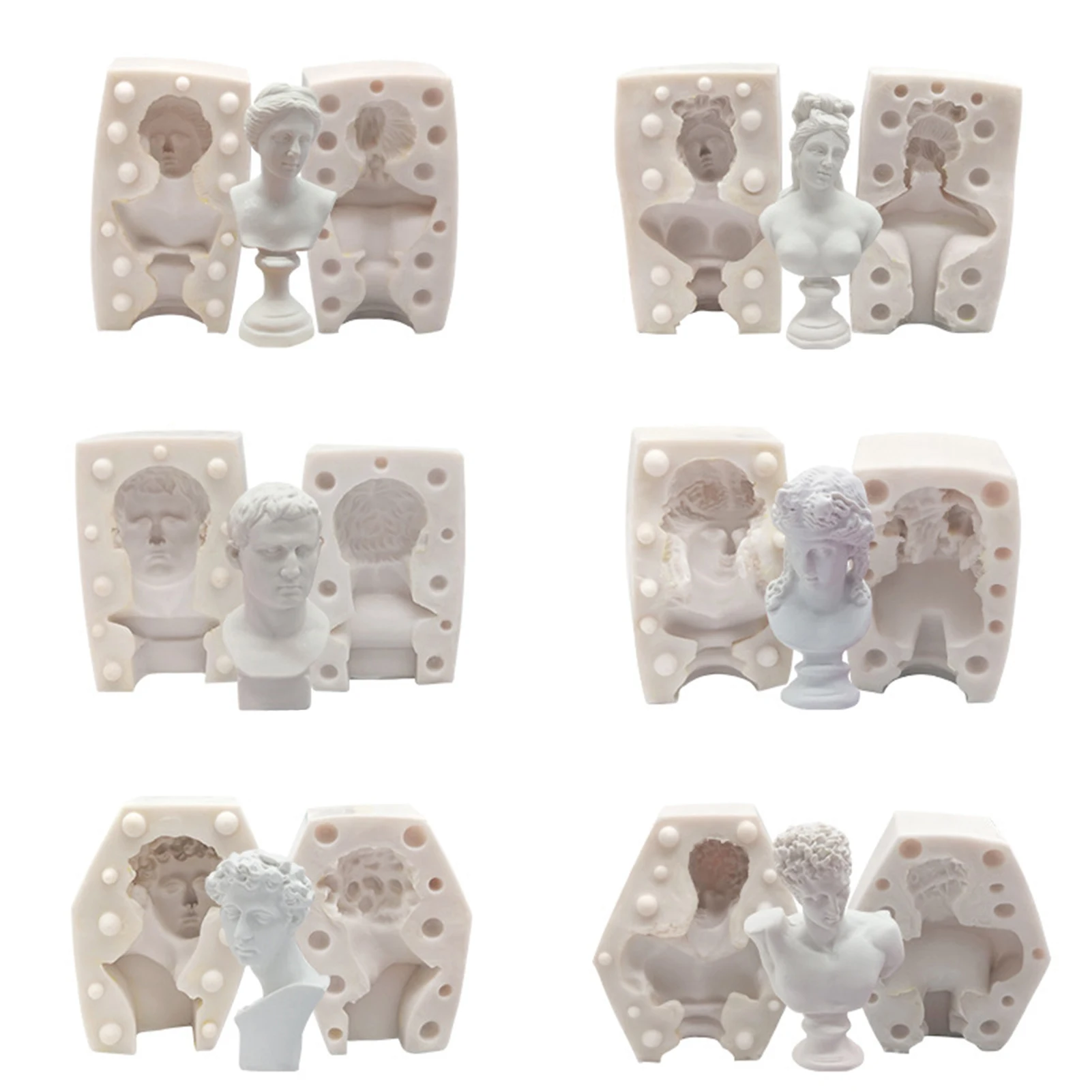 

3D Bust Mould Plaster Silicone Mold Soap Statue Retro Celebrity Head Portrait Chocolate Cake Mold Simulation Sculpture Mould NEW