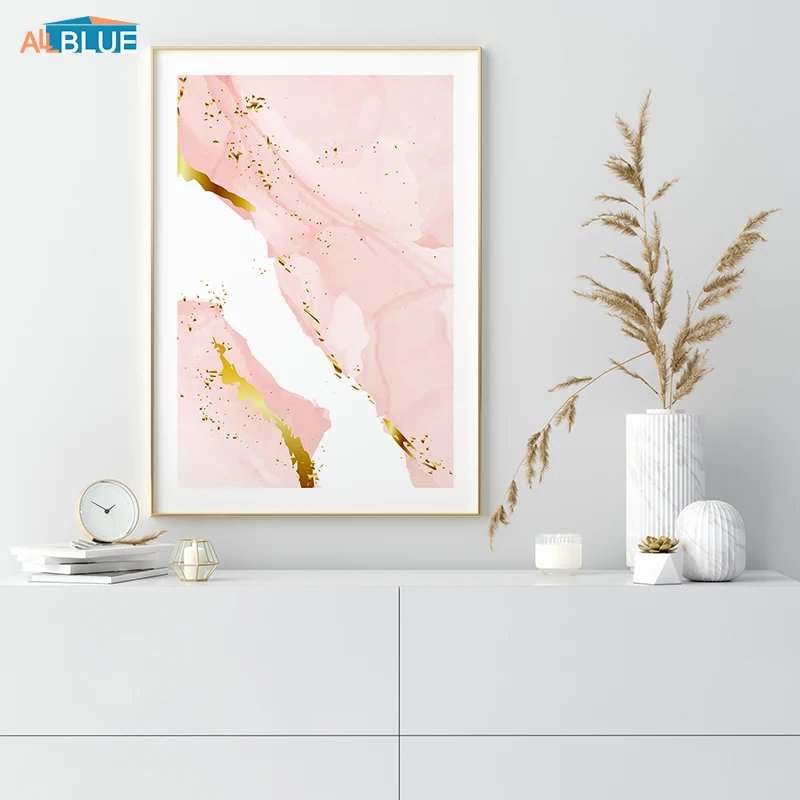 Современный постер с изображением розового мрамора абстрактная Геометрическая