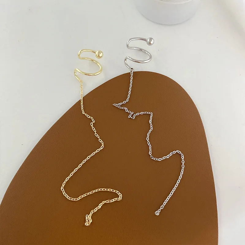 Корейские Модные Винтажные золотистые и Серебристые Длинные серьги-каффы с