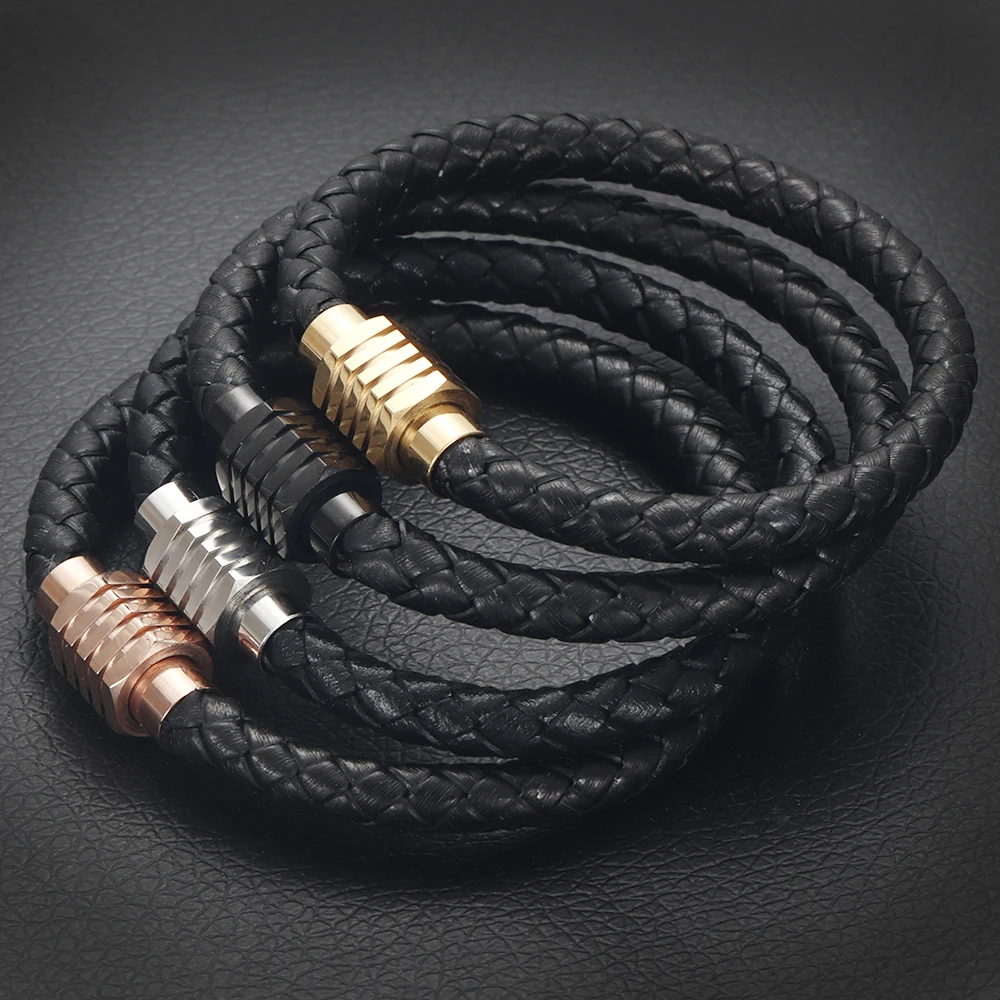 2 шт нержавеющая сталь магнитный шестигранник застежка кожаный браслет ручной