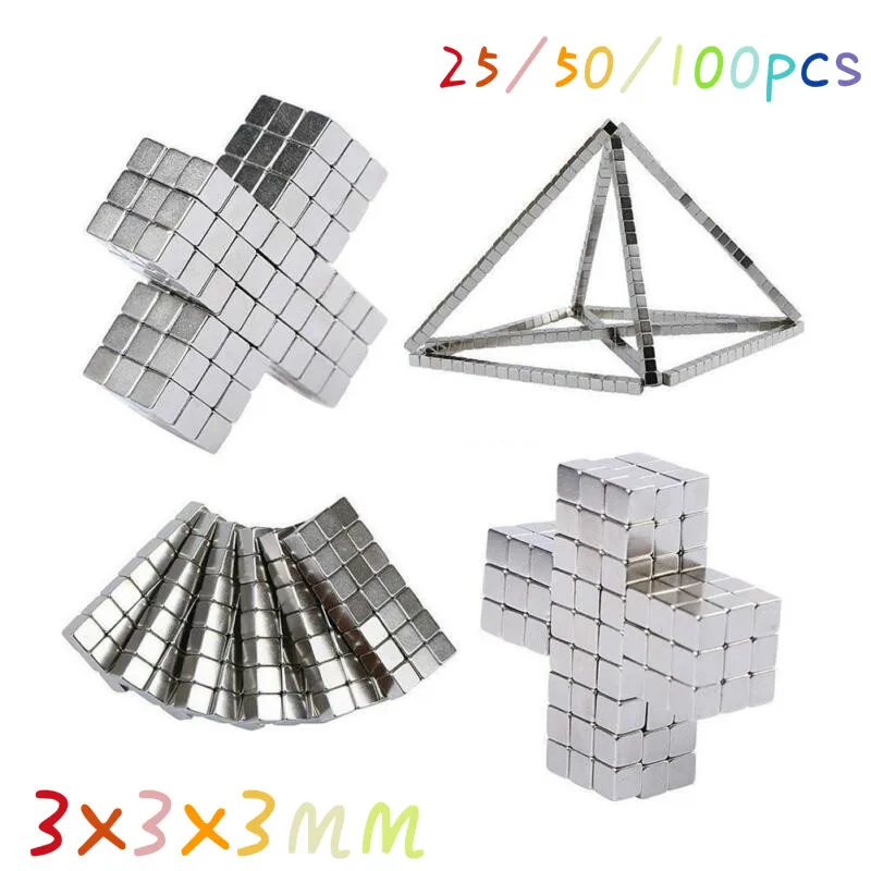 

25/50/100pcs 3x3x3mm Strong Square 10/50/100pcs/lot magnet NdFeB Rare Earth Magnet Neodymium Magnets