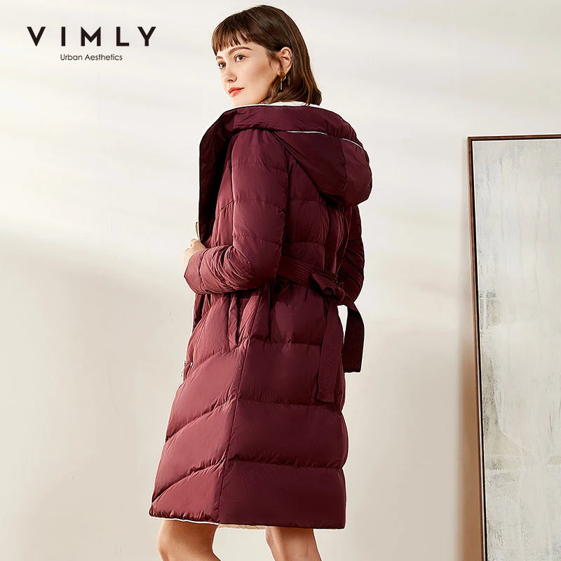 Зимняя длинная куртка на 90% белом утином пуху Vimly 2020 женская модная утепленная