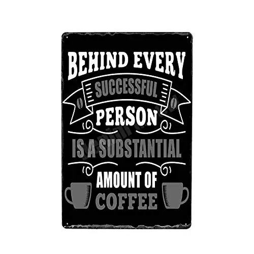 

Coffee Tin Sign Decoration Plaque Metal - Amount of Coffee Retro Wall Home Bar Pub Vintage Cafe Decor, 8x12 Inch
