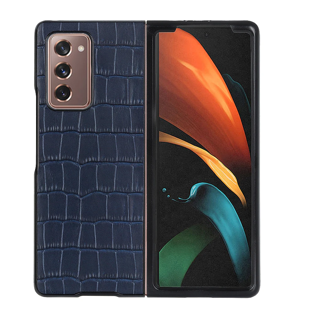 crocodile leather pattern top phone case protection full fit phone case on for for samsung galaxy w21 fold2 5g luxury business free global shipping
