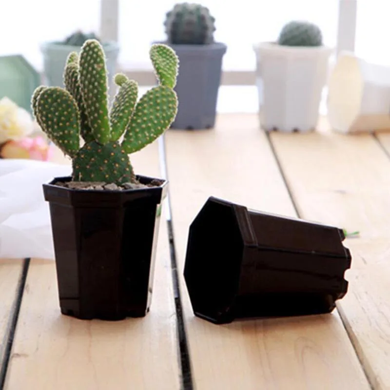 

4pcs Plastic Octagon Flower Pot Modern Home Decorative Pots Office Desk Succulent Planter Garden Bonsai Pot U26
