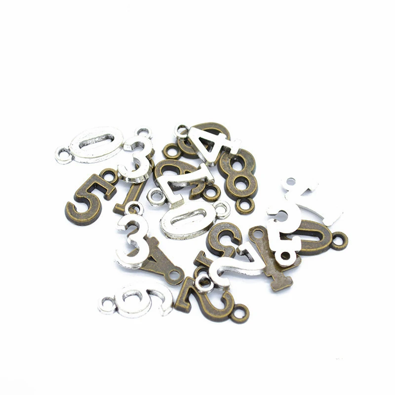 100 шт шармов с цифрами DIY для изготовления ювелирных изделий подходящие Браслеты