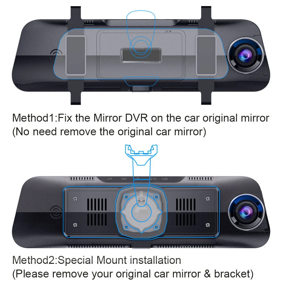 Автомобильный видеорегистратор QUIDUX 4G ADAS 10 дюймов потоковое зеркало заднего вида