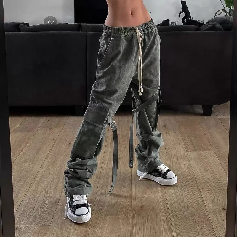 22SS ретро мульти карманы 100% хлопок ЕС Размер Askyurself брюки мужчины женщины