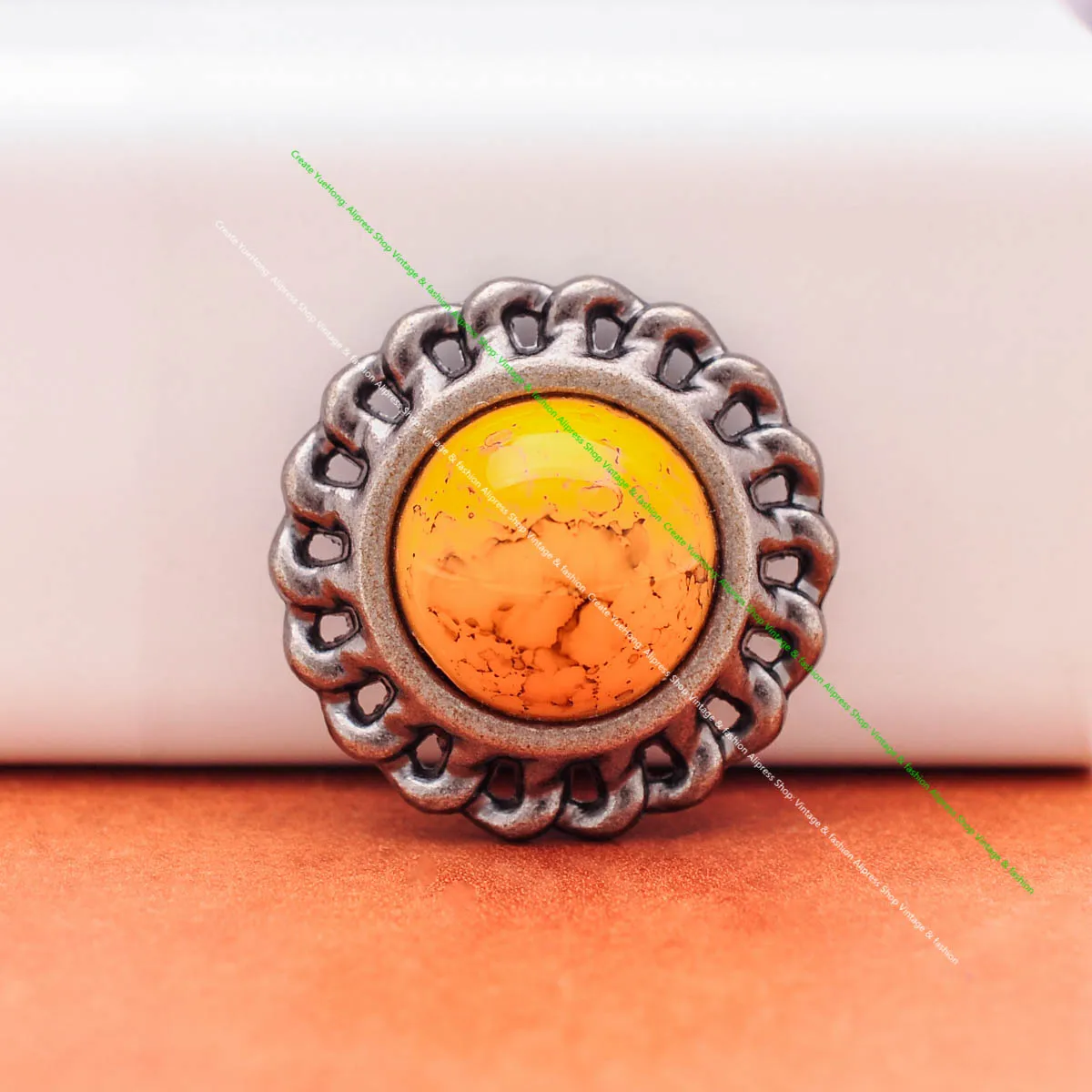 

10pcs 25mm Antique Silver Chain Side Leathercraft Belt Accessories Western Yellow Turquoise Concho Button Screwback