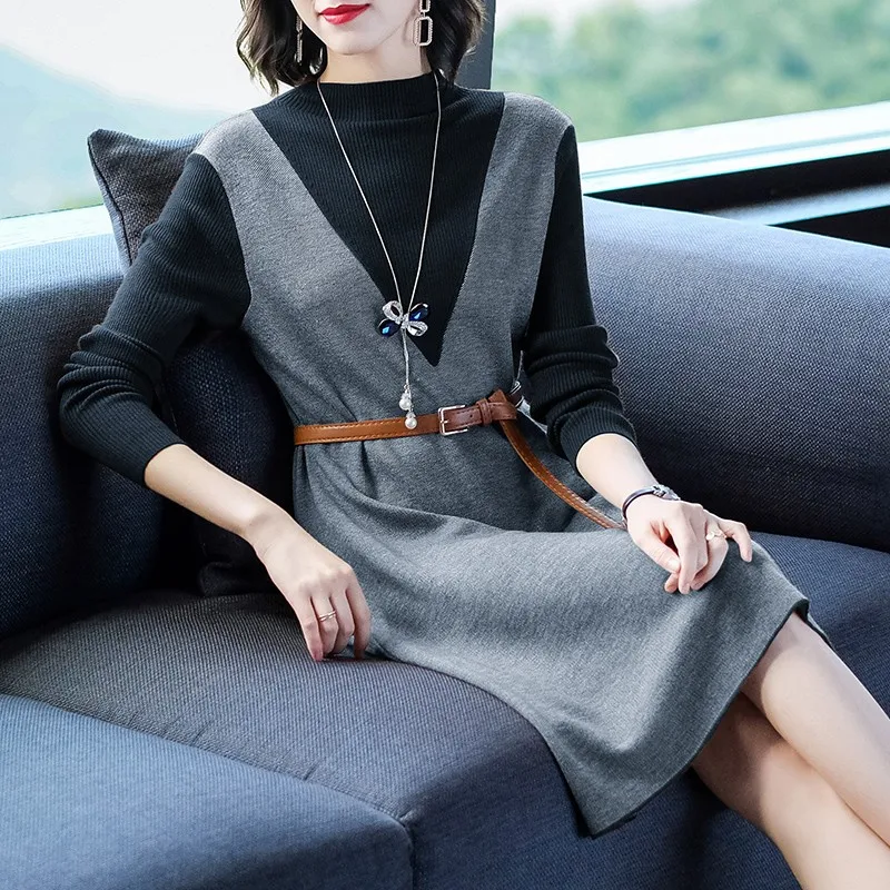 Женские осень-зима с высоким плотно облегающим шею воротником Теплые лоскутные