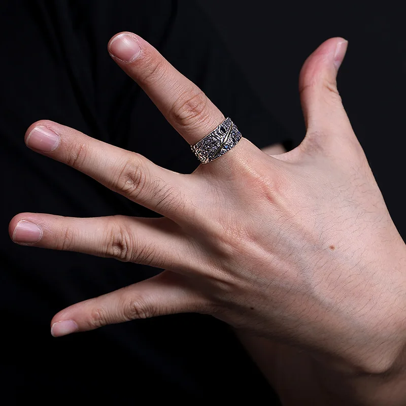 Мужские серебряные кольца PANSYSEN в винтажном стиле с голубым сапфиром|Кольца| |